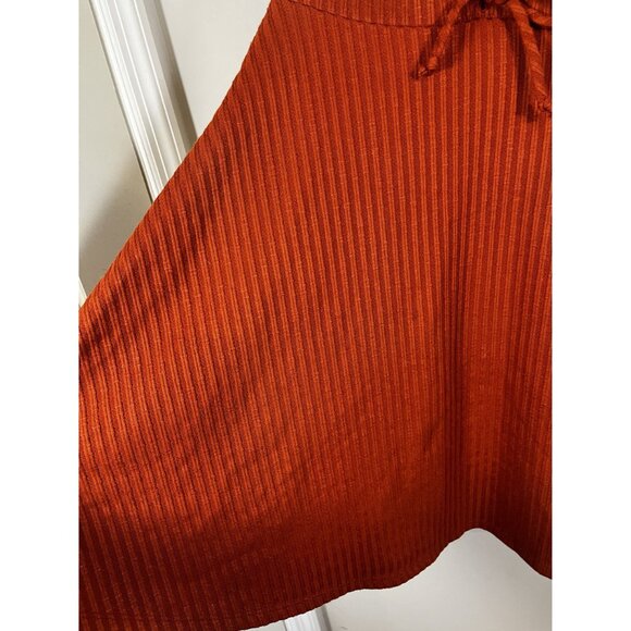 Retro Ribbed Knit Sweater Dress Brown XS Festival Boho Indie Folk Fit Flare Arts - Picture 4 of 10